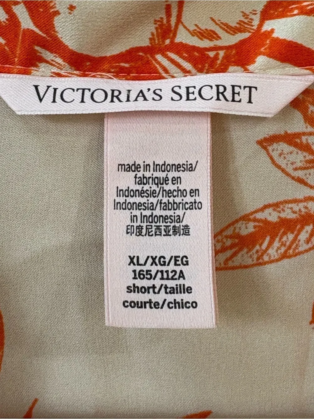 Victoria’s Secret Pajama Set Orange Tropical Toile Size XL